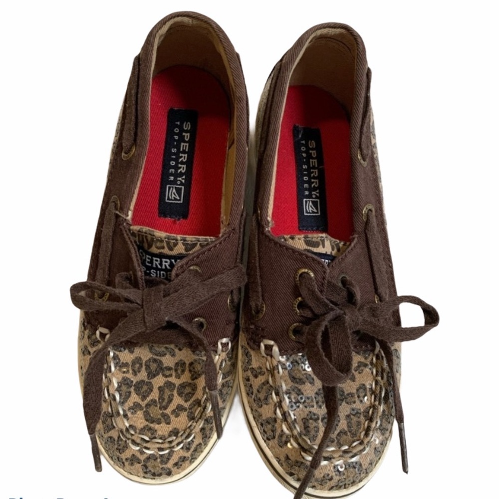 Sperry kids shoes size 13 leopard print brown girl